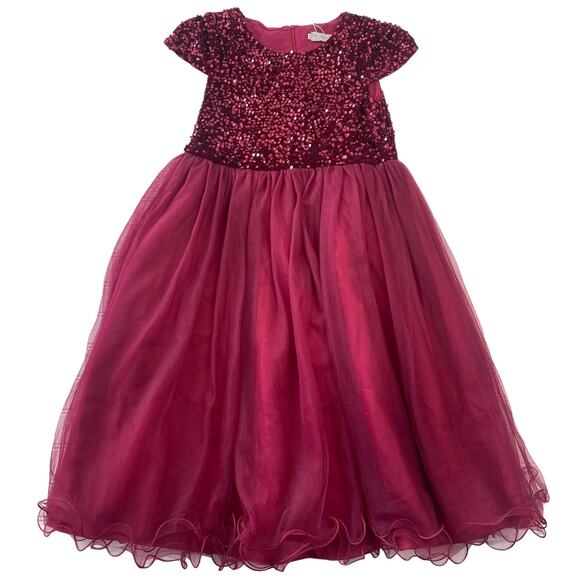 NWT Trish Scully Child Delilah Dress Wine Sequins Special Occasion Party Girl 14 - Picture 1 of 7